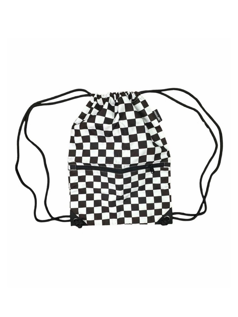 HolyLuck Black & White Checkered Drawstring Backpack - 18.5” x 13.4” x 0.5”